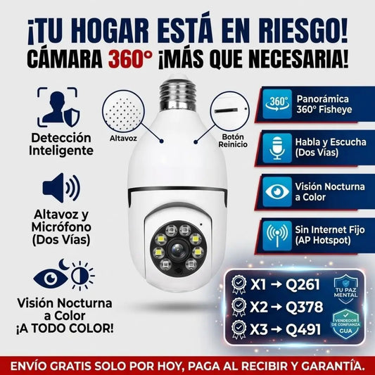 Cámara de Seguridad 360° con Visión Nocturna y Control desde el Celular🎥